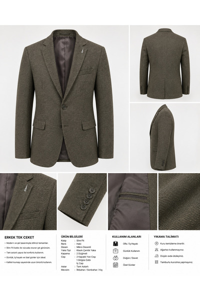 BYMEN ERKEK GİYİM Erkek Antrasit Dokulu Slim Fit Tek Ceket – Klasik Şık Blaze...