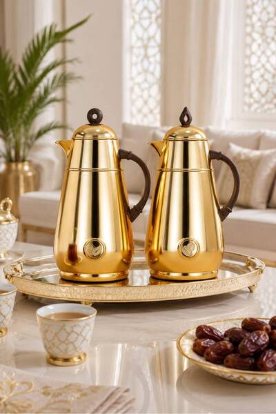 Generic Luxurious Gold Glossy Tamarass Set (2 Pieces) with (1L & 0.7L) Capaci...