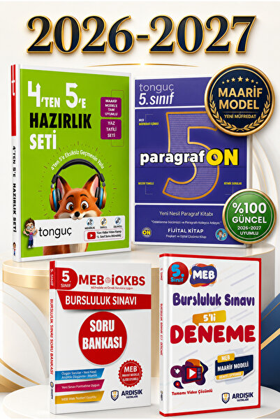 Tonguç Yayınları 4 ten 5 e Hazırlık Seti + 5. Sınıf Bursluluk Sınav Seti + Pa...