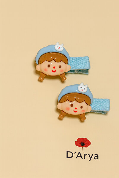 Darya Set of 2 Girls' Snap Hair Clips with Ceramic Figures