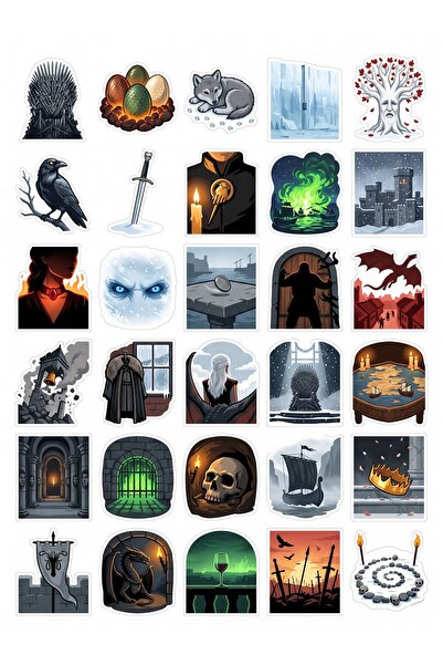 Store 30 Adet Game of Thrones Temalı Sticker Seti - Laptop Defter Telefon İçin