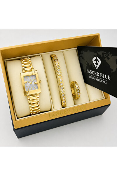 FANDER BLUE Fender Blue Women's Premium 3-Piece Set – Gold with Silver Dial