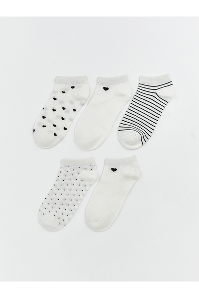 LC Waikiki Lcw Dream Ecru Patterned Women's Booties Socks 5-Pack