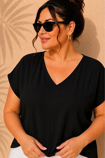 FOR ESRA BIG TREND Μπλούζα plus size - Μαύρο - Συν μέγεθος