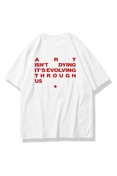 STYKEER Unisex Oversized T-Shirt "Art Is Not .." Loose Fit Oversized White T-...