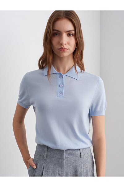 Dilvin 10871 LİYOSEL KARIŞIMLI POLO YAKA BLUZ