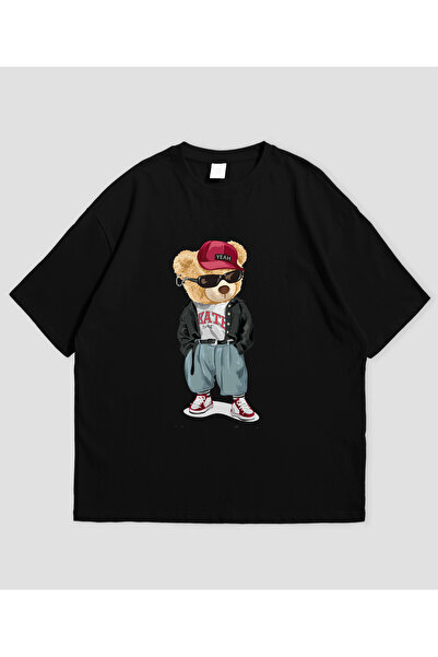 Grafftee Clothing تي شيرت كبير الحجم مطبوع عليه هيب هوب بير للجنسين