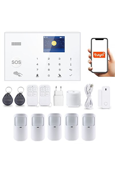 OnShop Alarma Wireless LCD 2.4" Wifi GSM, Onshop, Tuya Smart, 5xPIR, Alb