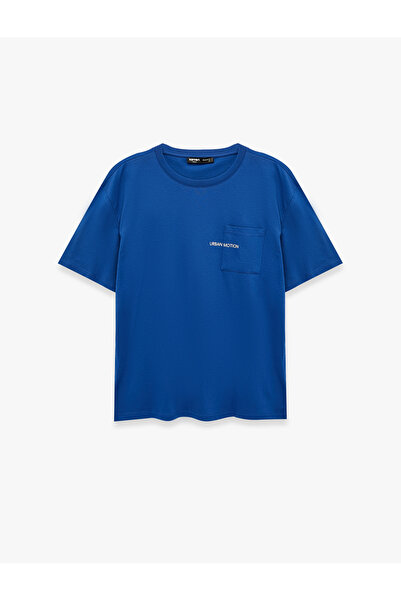 Koton Cotton Short Sleeve Pocket Detailed Crew Neck Printed Oversize T-Shirt