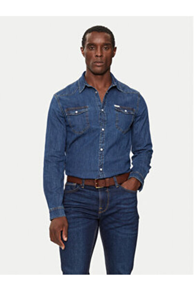 Guess Cămașă de blugi pentru bărbați M4YH02D3PF6 Bleumarin