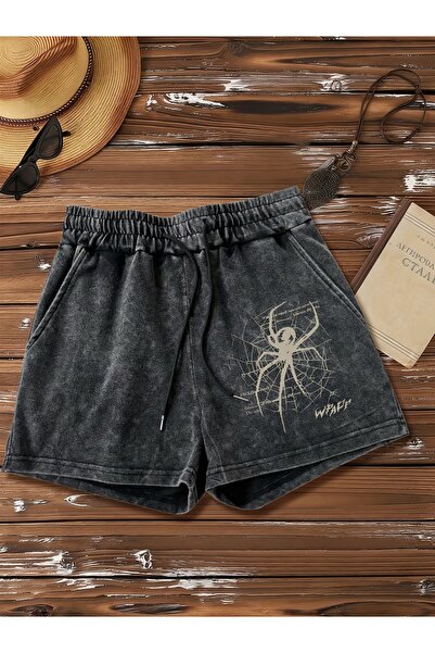 Toum Gothic Design Grunge Oversize Washed Vintage Bermuda Shorts