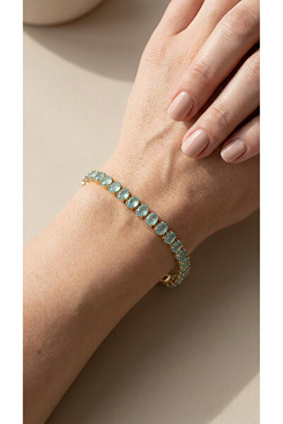 Bymiel Women's Oval Stone Tennis Bracelet – 316L Stainless Steel