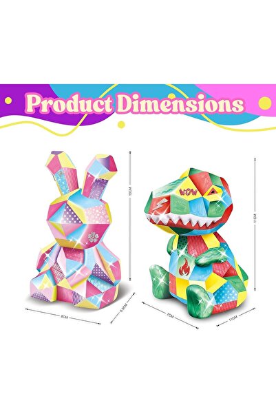 Home Smart Painting for Boys and Girls 12Pcs DIY Crafting Kit Set includes Stickers Glitter Colors and Brush Gift for Boys and Girls ages 3 4 5 6 7 8 9 10 (Dinosaur Painting lamp)