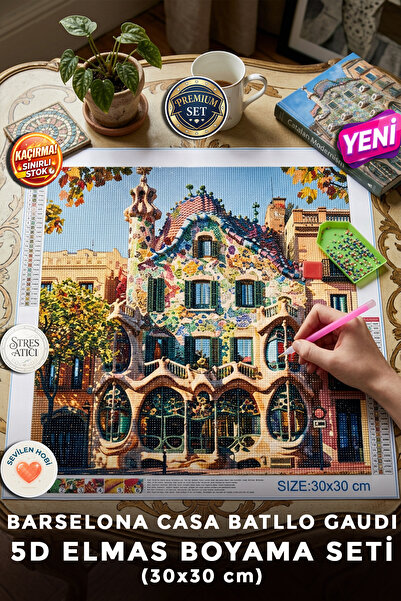 Haneliya Barselona Casa Batllo Gaudi - 5D Diamond Painting - Elmas Mozaik Tab...