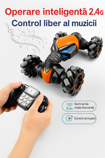Bebelul 4WD RC Crazy Stunt Car with Control Bracelet and Orange LED Lights