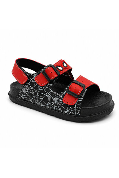 Rexba Boys' Black Red Velcro Sandals Lightweight Non-Slip Sole Summer Casual ...