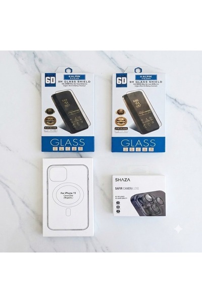 IPHONE 15 Uyumlu Şeffaf Kılıf Kapak +Ekran Koruma Camı+Kamera Koruma Lensi+ HEDİYE Ekran Koruma Camı 4lü Ekonomik Set IPHONE 15 Kılıfı IPHONE 15 Ekran koruma Camı