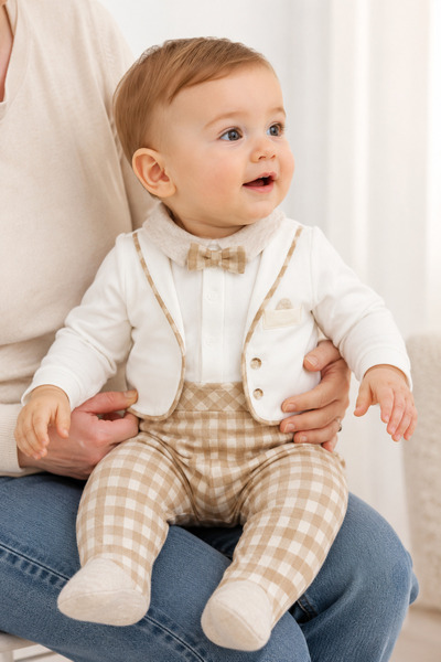 Babyhola بدلة أنيقة للأطفال الذكور لحفلات استقبال المولود الجديد بعد الخروج م...