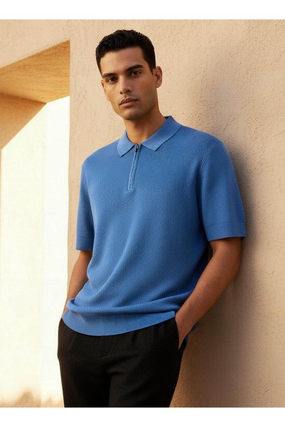 FAV FLAT KNIT ZIP POLO