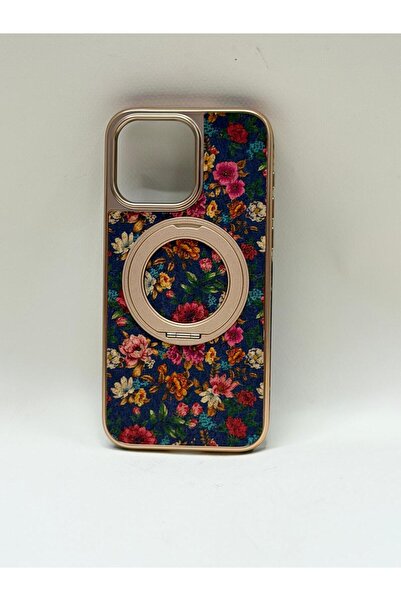 EFCASE iPhone 15 Pro Max Tuval Kılıf - Egzotik Lotus Desenli Sanatsal Koruyucu