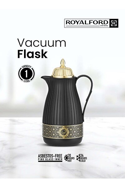 ROYALFORD 1L Vacuum Flask with Glass Inner – Hot & Cold Arabic Coffee Thermos...