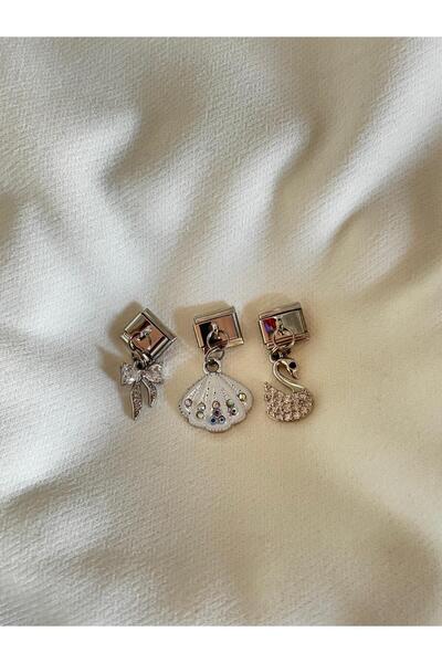bijoux uniques New Season Ribbon Sea Shell Swan Steel Italian Charm