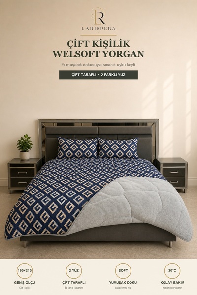 Larispera Double Welsoft Quilt Set 195X215 cm |   2 Pieces of 50X70 cm Pillow...