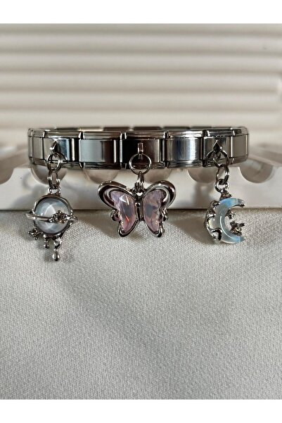 bijoux uniques سوار إيطالي من الفولاذ بتصميم فنوس بترفلاي مون تشارل من نيو سيزون