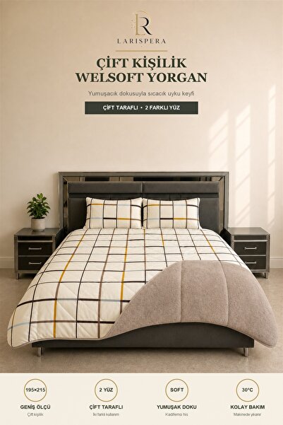 Larispera Çift Kişilik Welsoft Yorgan Seti 195x215 cm | 2 Adet 50x70 cm Yastı...
