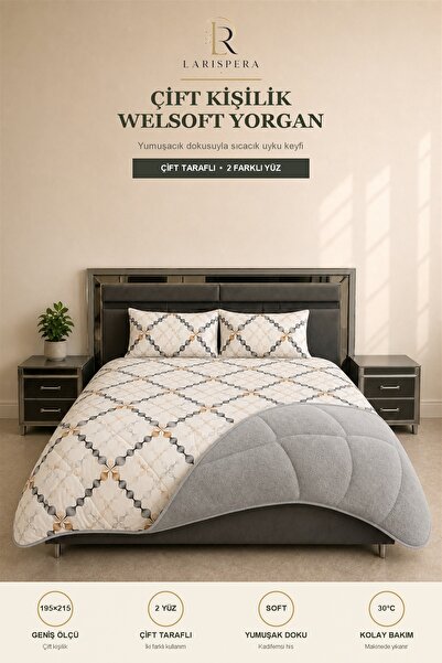 Larispera Double Welsoft Quilt Set 195X215 cm |   2 Pieces of 50X70 cm Pillow...