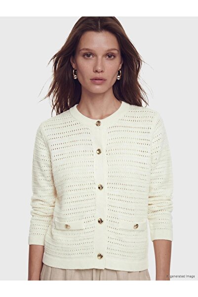 LC Waikiki Crew Neck Openwork Women's Knitwear Cardigan (W6)