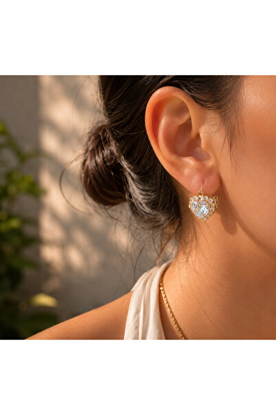 XUPING JEWELRY أقراط على شكل قلب - 2 سم - أقراط من الفولاذ المقاوم للصدأ مرصع...