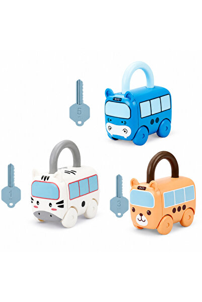 Stuniko ® Set 3 Mașinuțe Educative cu Încuietoare și Chei – Joc Montessori pe...