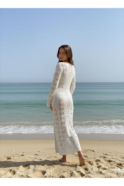 EMİX TREND GİYİM Long Beach Dress with Slit Detail