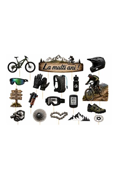DecoParty Set de decorațiuni pentru tort – Tematică Mountain Bike, 18 piese, ...