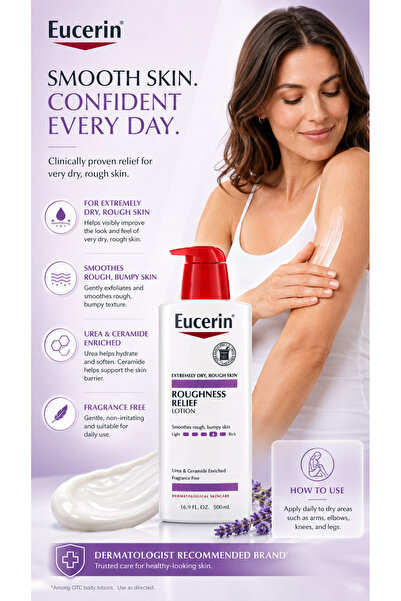 Eucerin Roughness Relief Lotion with Urea & Ceramides for Extremely Dry, Roug...