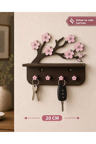 VRDCHLOE Dekoratif Kiraz Çiçeği (Sakura) Tasarımlı Duvar Anahtarlığı ve Mini ...