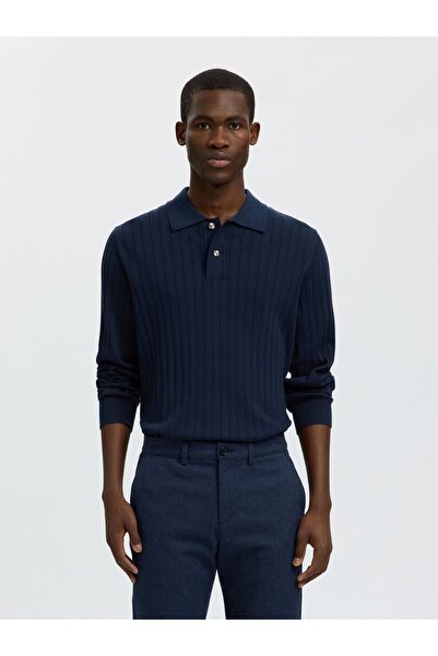 SELECTED Polohemd aus Strick Baumwoll