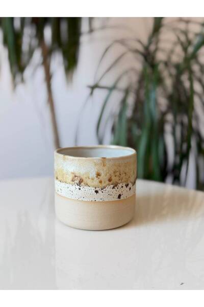 Nart El Yapımı Stoneware Kulpsuz Kahve Kupa Bardak 220 ml - Mat Krem