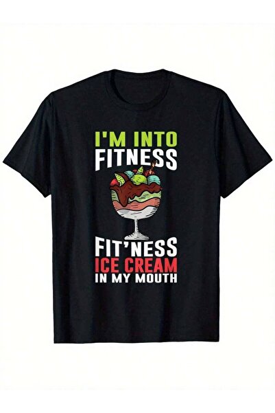 Astogria13 تي شيرت رياضي مضحك - تصميم بطباعة ملونة بعبارة "I'm Into Fitness, ...