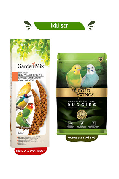 Gold Wings Premium İkili Set: Kızıl Dal Darı 150gr + Muhabbet Yemi 1 Kg
