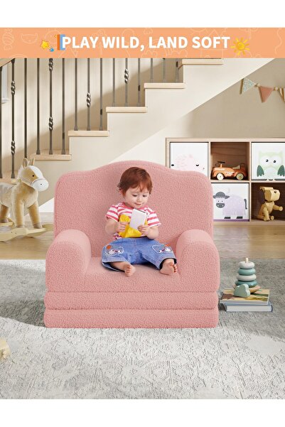 Garvee Kids Sofa Chair, Sherpa Convertible Toddler Couch with Washable Cover,...