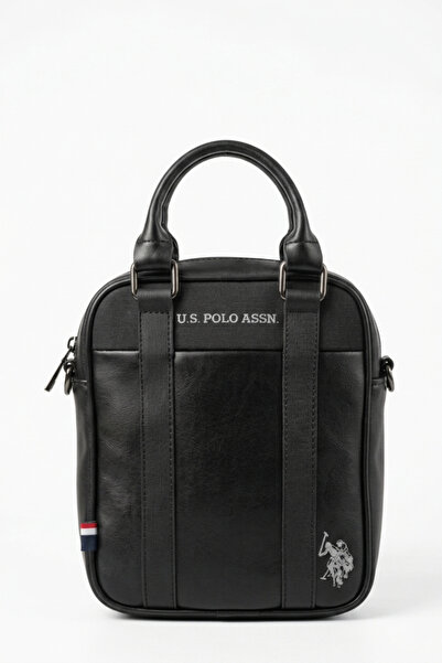 U.S. Polo Assn. حقيبة رجالية بمظهر جلدي، حزام متقاطع، مقبض مزدوج، سحاب، حزام ...