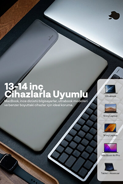 woyax CleanFit 13-14 İnç Slikon Süet Laptop Çantası MacBook Kılıfı iPad Tablet Su Geçirmez El Çantası