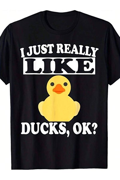KYMC07 Men'S Funny Graphic T-Shirt "I Just Really Like Ducks OK?" Print With ...