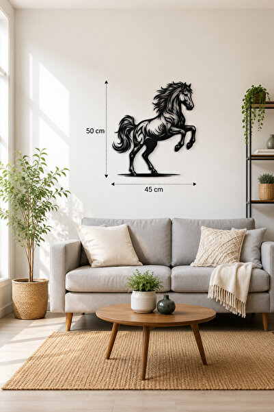 Saklı Home Şahlanan At Metal Duvar Tablosu 50x45 cm | 1.5 mm Çelik Lazer Kesi...