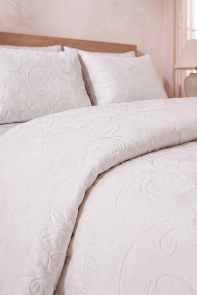 Calantha Home Collection Mirabella 3 Piece Double Pique Set - Cream