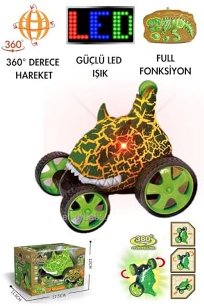 Yıldızan nht shop Uzaktan Kumandalı Dinozor Araba 360° Hareketli, Pilli,ışıkl...