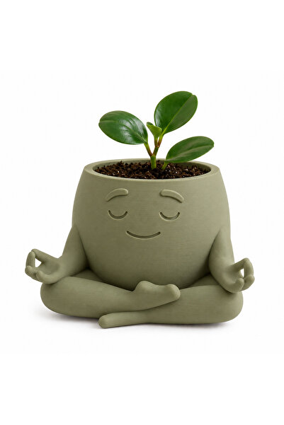 Meditasyon Yapan Surat Figürlü Sukulent Saksısı - 3D Baskı Dekoratif Minimal Saksı - İç Mekan Bitki Saksısı