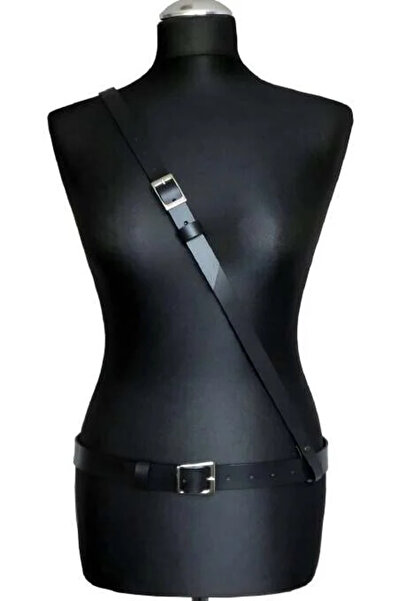 Angels Passion Black Adjustable Cross Shoulder and Waist Harness Belt